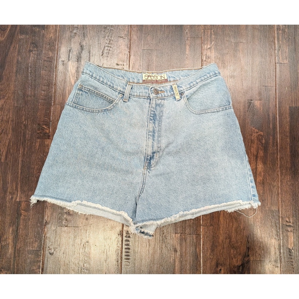 Vintage‎ 90s SASSON High Waist Light Wash Cut Off Jean Shorts Womens 29 Raw Edge